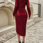 Devine Tied Boat Neck Long Sleeve Dress