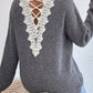 Crisscross V-Neck Long Sleeve Sweater