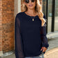 Full Size Round Neck Lace Long Sleeve T-Shirt Plus Size