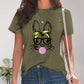 Rabbit Graphic Round Neck Short Sleeve T-Shirt
