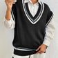Contrast Trim V-Neck Sweater Vest