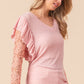 BiBi Ruffled Lace Sleeve Rib Knit Top - Brand BiBi
