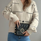Striped Button Down V-Neck Long Sleeve Cardigan