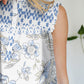 Frill Printed Mock Neck Top