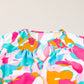 Plus Size Ruffled Printed Notched Cap Sleeve Blouse