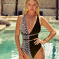 Tied Leopard Plunge One-Piece Swimwear