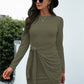 Tied Round Neck Long Sleeve Mini Dress