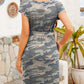Round Neck Short Sleeve Tie Waist Mini Tee Dress
