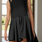 Pleated Round Neck Sleeveless Mini Dress
