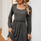 Frill Square Neck Long Sleeve Dress