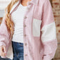 Color Block Houndstooth Collared Neck Shacket
