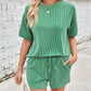 Lovelet Round Neck Half Sleeve Top and Drawstring Shorts Set