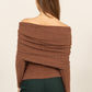 HYFVE Fuzzy Off Shoulder Textured Knit Top