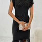 Fringe Openwork Boat Neck Knit Dress