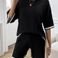 Devine Contrast Trim Round Neck Top and Shorts Set