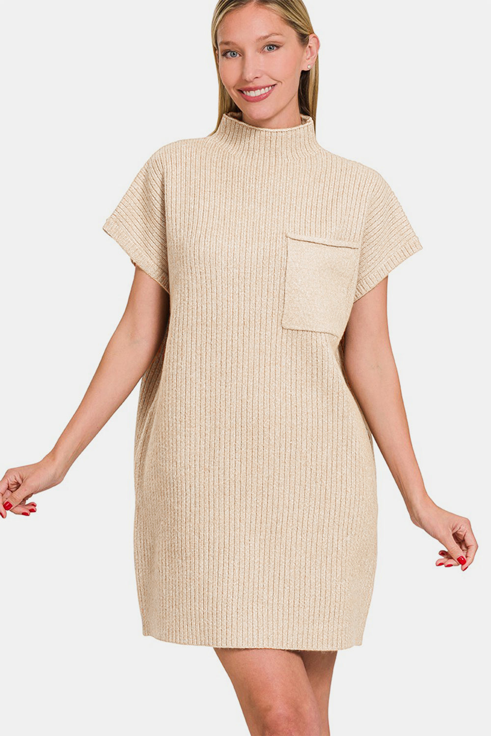 Zenana Short Sleeve Sweater Mini Dress *