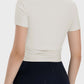 Ruched Round Neck Short Sleeve Active T-Shirt