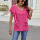 Full Size Ruffled V-Neck Short Sleeve Top