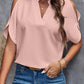 Full Size Notched Cold Shoulder Half Sleeve Blouse