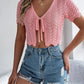 Tied Openwork Short Sleeve Cardigan