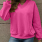 V-Neck Long Sleeve Dropped Shoulder Sweatshirt
