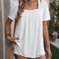 Ruched Square Neck Short Sleeve Blouse