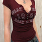 Devine Letter Notched Short Sleeve T-Shirt