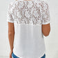 Full Size Lace Detail V-Neck Short Sleeve T-Shirt