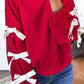 Contrast Bow Round Neck Long Sleeve Sweatshirt