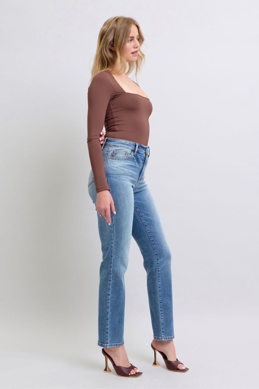 Judy Blue Full Size Wash Thermal Straight Jeans with Pockets *