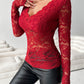 V-Neck Long Sleeve Lace Top