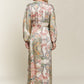 ADORA Printed V-Neck Batwing Sleeve Dress