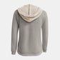 Full Size Waffle-Knit Contrast Long Sleeve Hoodie