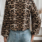 Tied Leopard Round Neck Long Sleeve Top