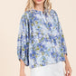 Mittoshop Flower Print Batwing Sleeve Button Down Blouse