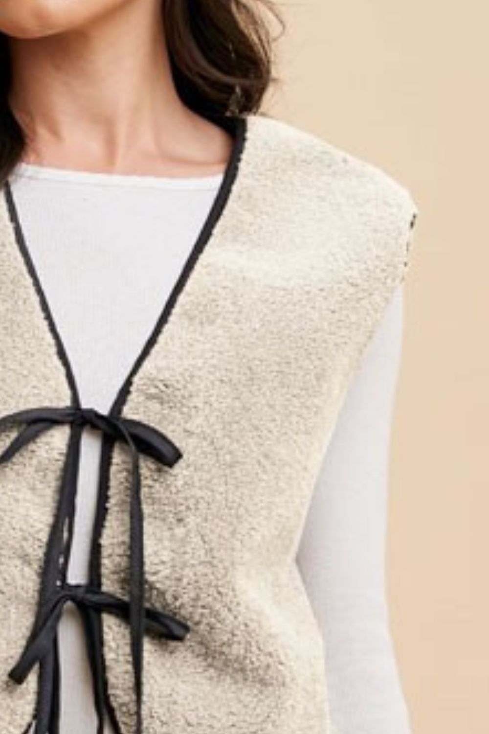 Annie Wear V-Neck Tie Detail Vest Coat *