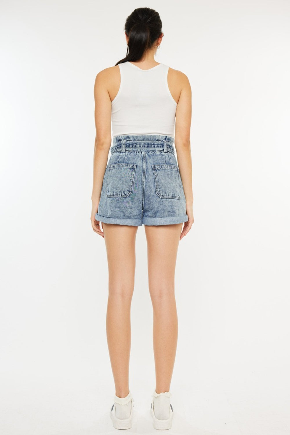 Kancan Ultra High Rise Paperbag Denim Shorts *