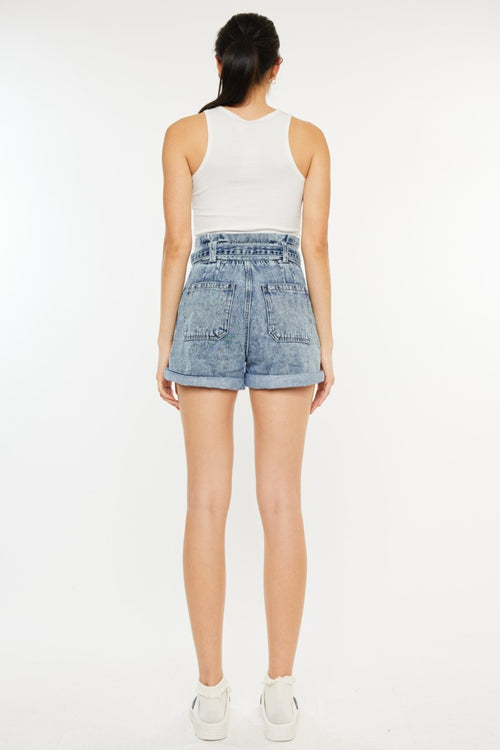 Kancan Ultra High Rise Paperbag Denim Shorts *