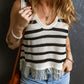 Fringe Striped Scoop Neck Tank