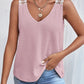 Lace Detail Waffle-Knit V-Neck Tank