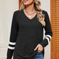 Striped V-Neck Long Sleeve T-Shirt