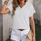 Textured Surplice Short Sleeve Blouse