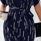 Tied Printed Mock Neck Wide Leg Jumpsuit