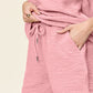 Double Take Full Size Texture Short Sleeve T-Shirt and Drawstring Shorts Set