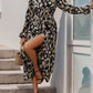 Perfee Printed Long Sleeve Midi Dress