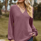 Eyelet Notched Raglan Sleeve T-Shirt