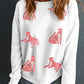 Full Size Leopard Round Neck White Long Sleeve Sweatshirt