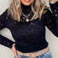 Crochet Turtleneck Long Sleeve Top