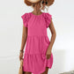 Ruffled Round Neck Cap Sleeve Mini Dress
