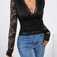 Perfee V-Neck Long Sleeve Lace Top